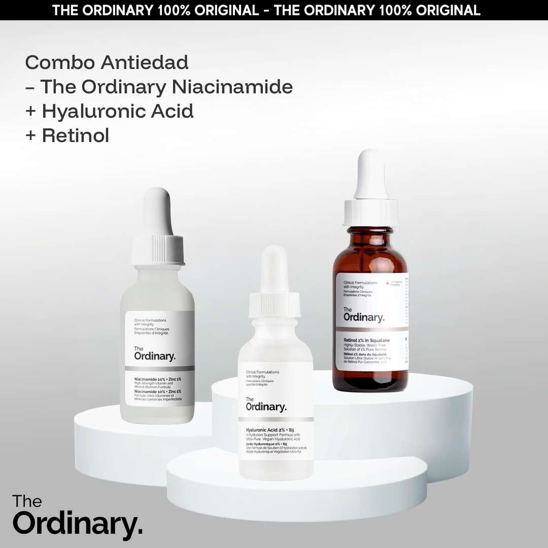 Combo Antiedad y Control de Imperfecciones – The Ordinary Niacinamide + Hyaluronic Acid + Retinol